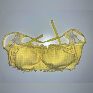 White and Yellow Checkered Ruffled Bikini Top Size S